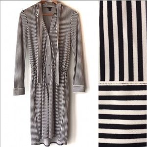 Ann Taylor Black & White Striped Dress XS